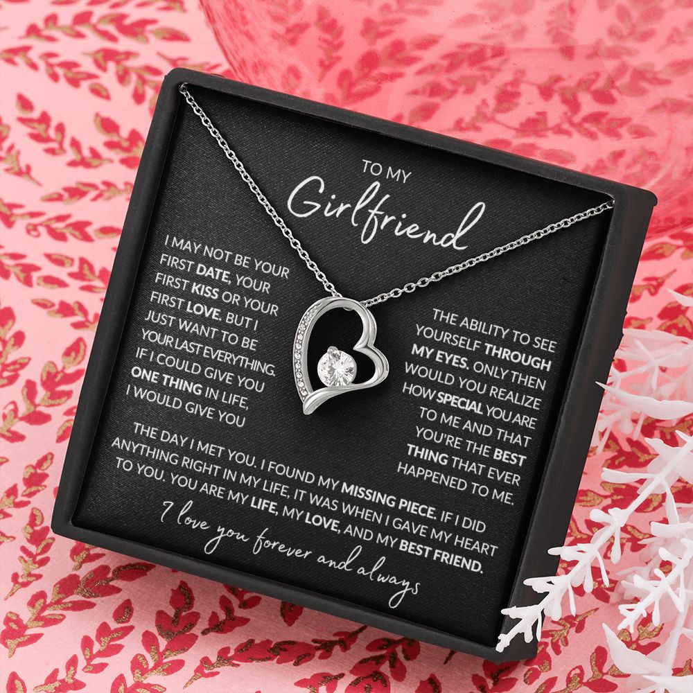 To My Girlfriend Necklace Heart Pendant Necklace Valentine's Day Gift for Her - I Love You Forever and Always-Jessemade AU