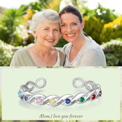 Personalised Spiral Chain Bracelet With 8 Birthstones Custom Names Bracelet Gift For Women-Jessemade AU