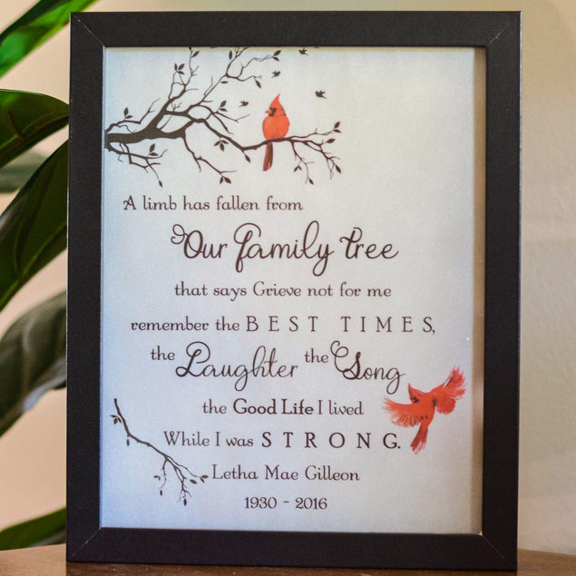 Personalised Cardinal Frame A Limb Has Fallen Lighted Shadow Box Memorial Gifts-Jessemade AU