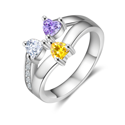 Personalised Birthstone Mother Ring Engraved 3 Names Promise Ring Gifts for Her-Jessemade AU