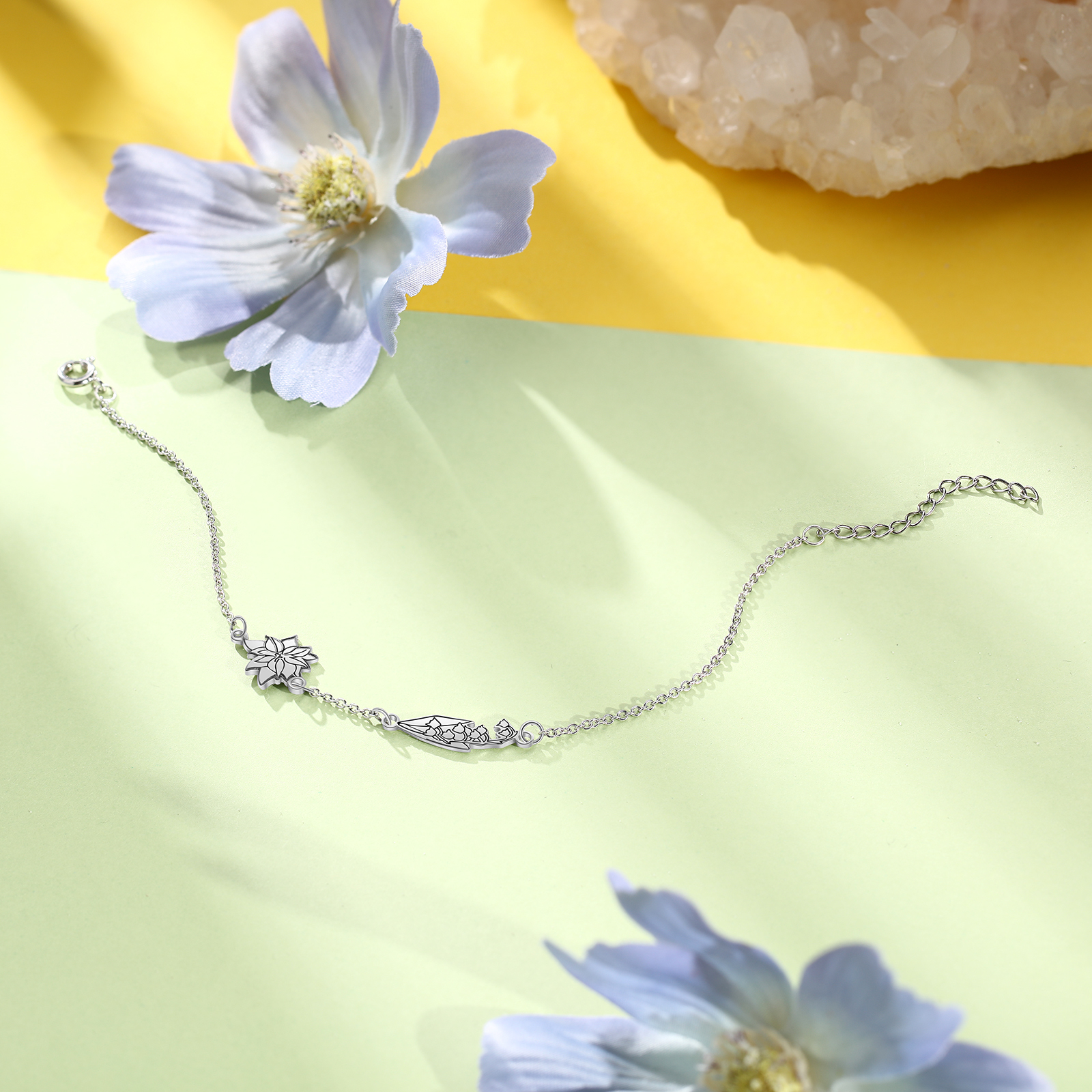 Personalised 2 Birth Flowers Elegant Woman's Bracelet-Jessemade AU