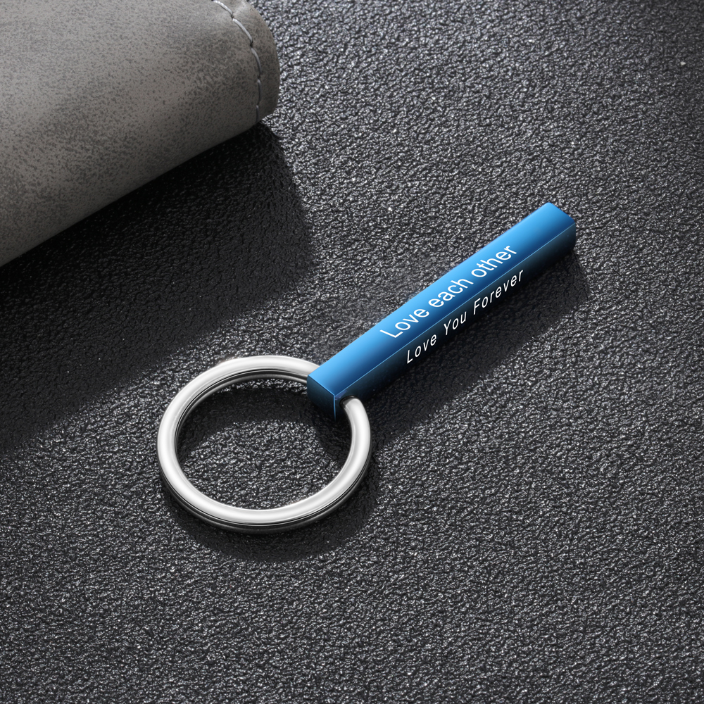 Personalised Stainless Steel Keychain Customised 4 Texts Keyring Gift for Him/Her-Jessemade AU