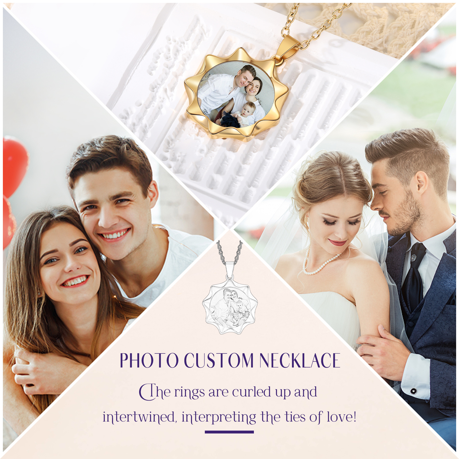 Personalised Photo Necklace Custom 1 Memorial Photo Polygon Necklace Gifts for Her-Jessemade AU