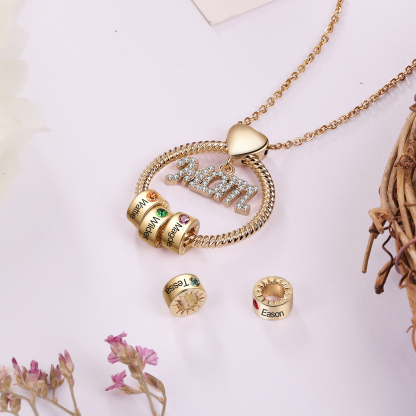 Personalised Necklace With 4 Birthstones Engraved Names Gift For Mother-Jessemade AU