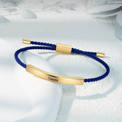 Personalised Braided Rope Bracelet Custom Name & Text Bar Bracelet for Her/Him-Jessemade AU