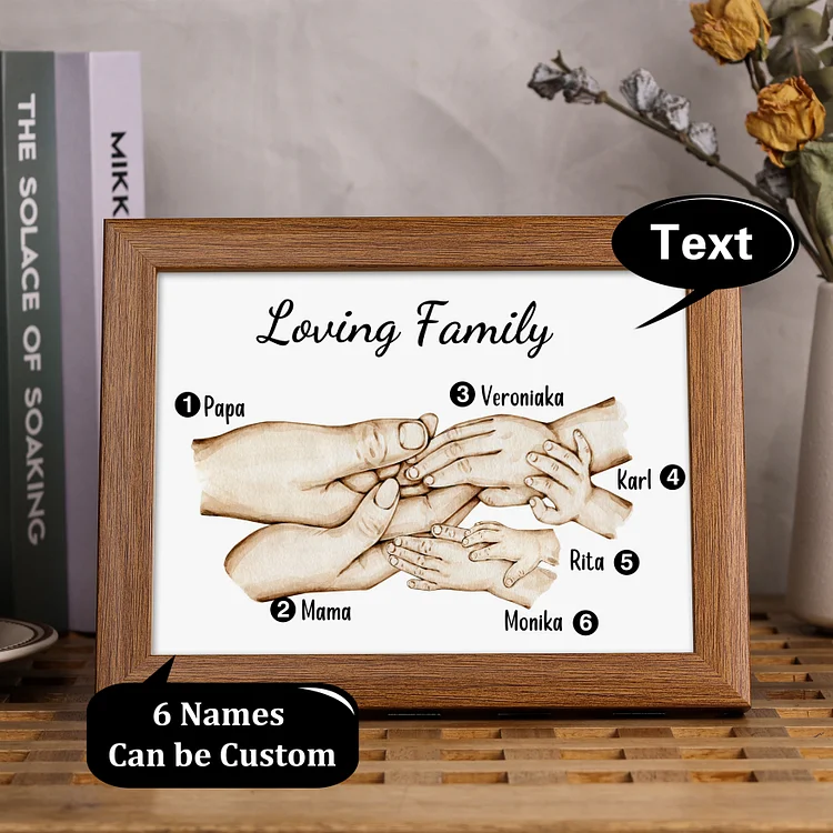 Personalised Family Holding Hands Picture Frames With Light Custom 6 Names Home Decor Gifts-Jessemade AU