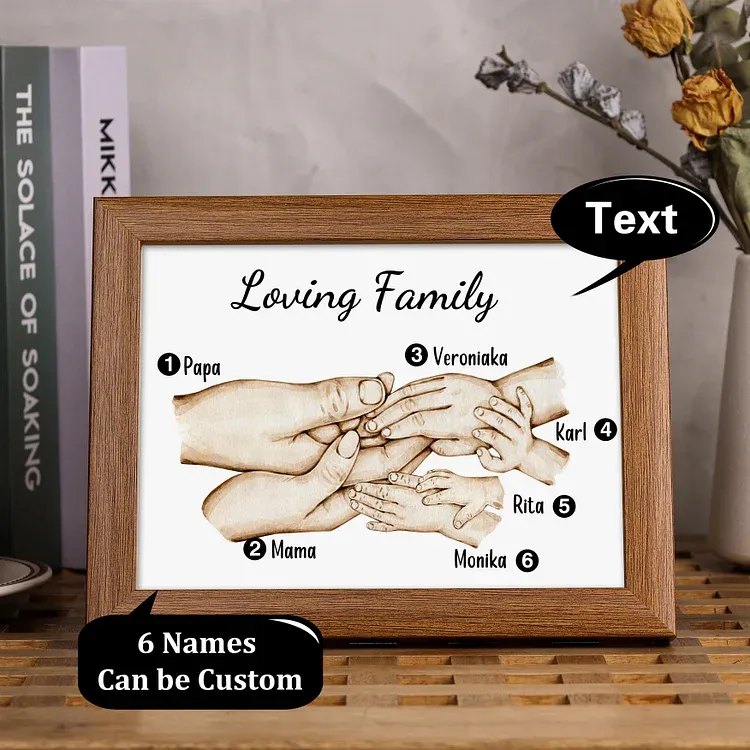 Personalised Family Holding Hands Picture Frames With Light Custom 6 Names Home Decor Gifts-Jessemade AU