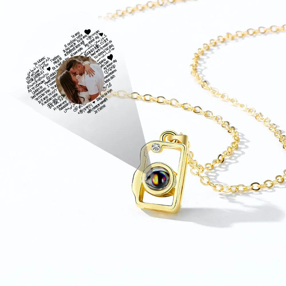 Personalised 100 Languages "I Love You" Heart Projection Necklace Custom Photo Gifts For Her-Jessemade AU
