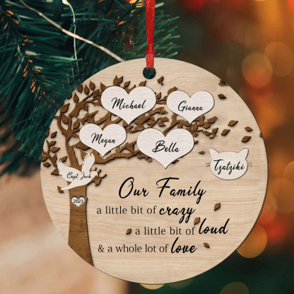 6 Names - Personalised Christmas Tree Ornaments Tree of Life Pendant with Name Wooden Gifts for Family and Friends-Jessemade AU