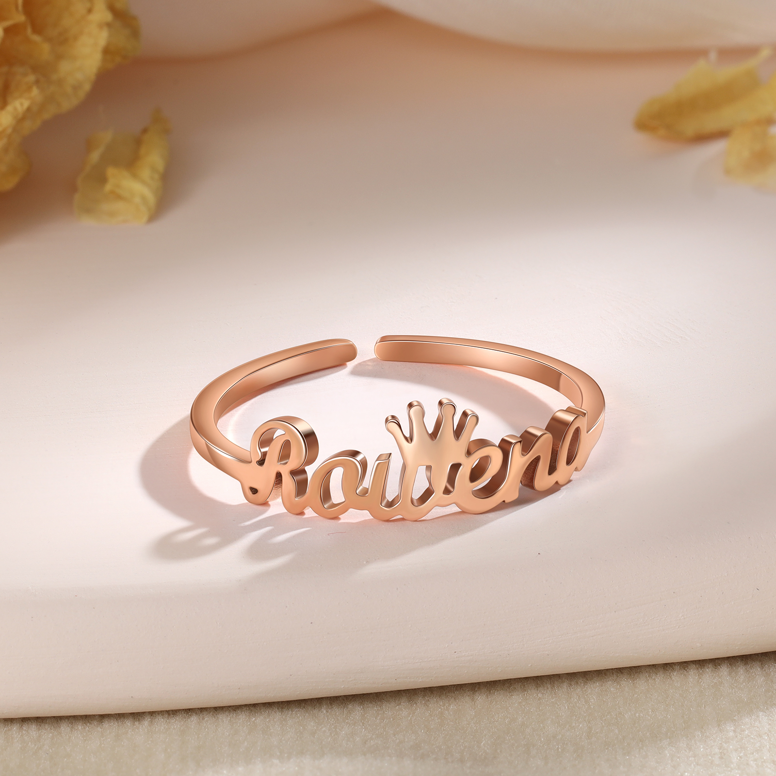 Crown Name Ring Personlized One Name Adjustable Rings-Jessemade AU