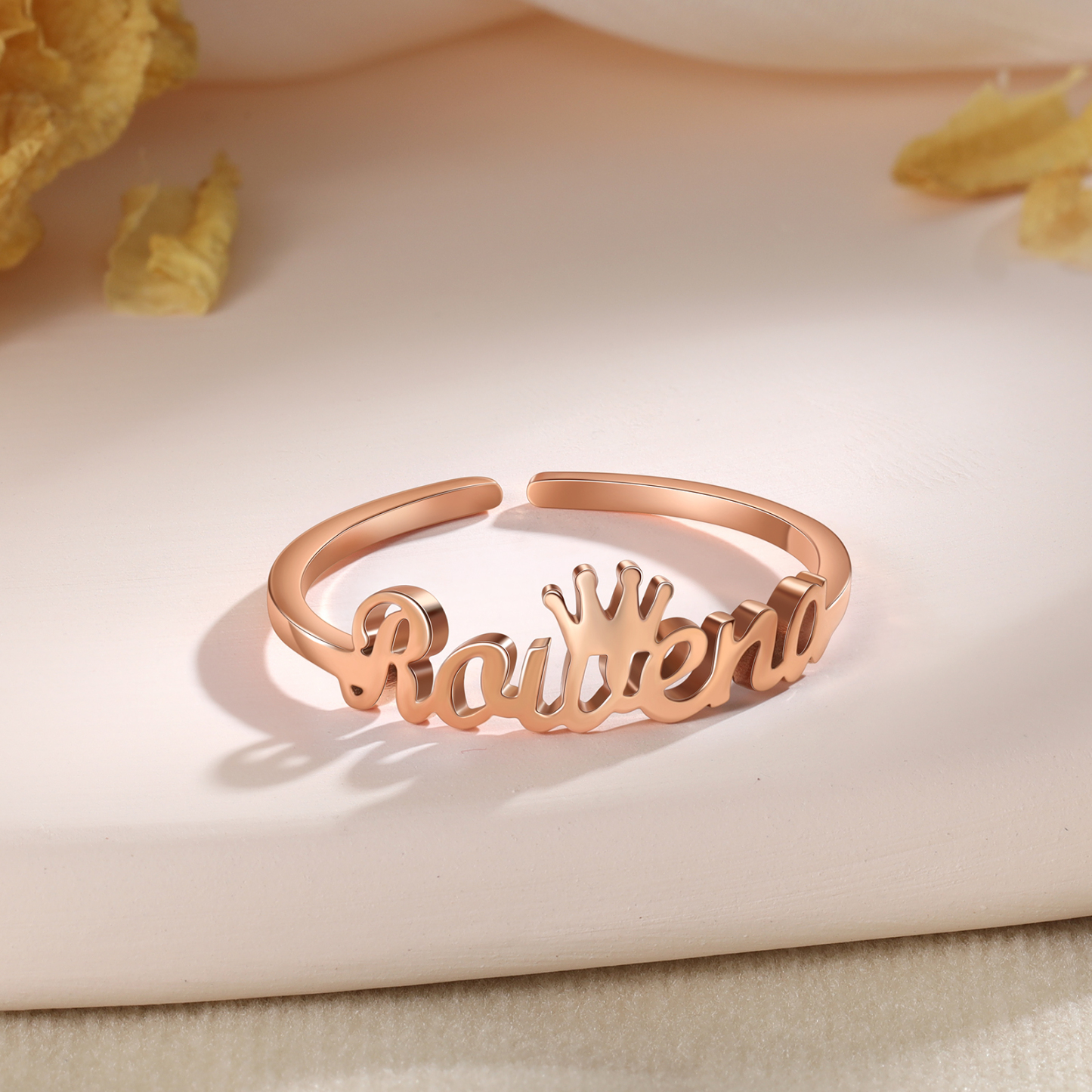Crown Name Ring Personlized One Name Adjustable Rings-Jessemade AU