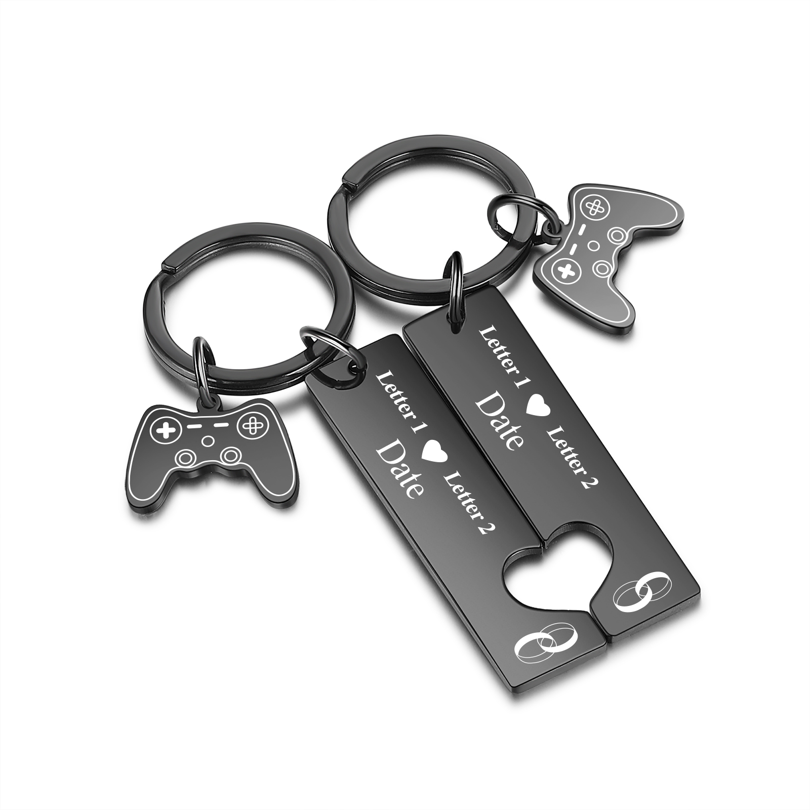 Personalised Couple Keychain Custom 2 Letters & Date Keyring Game Console Valentine's Day Gift for Him/Her-Jessemade AU