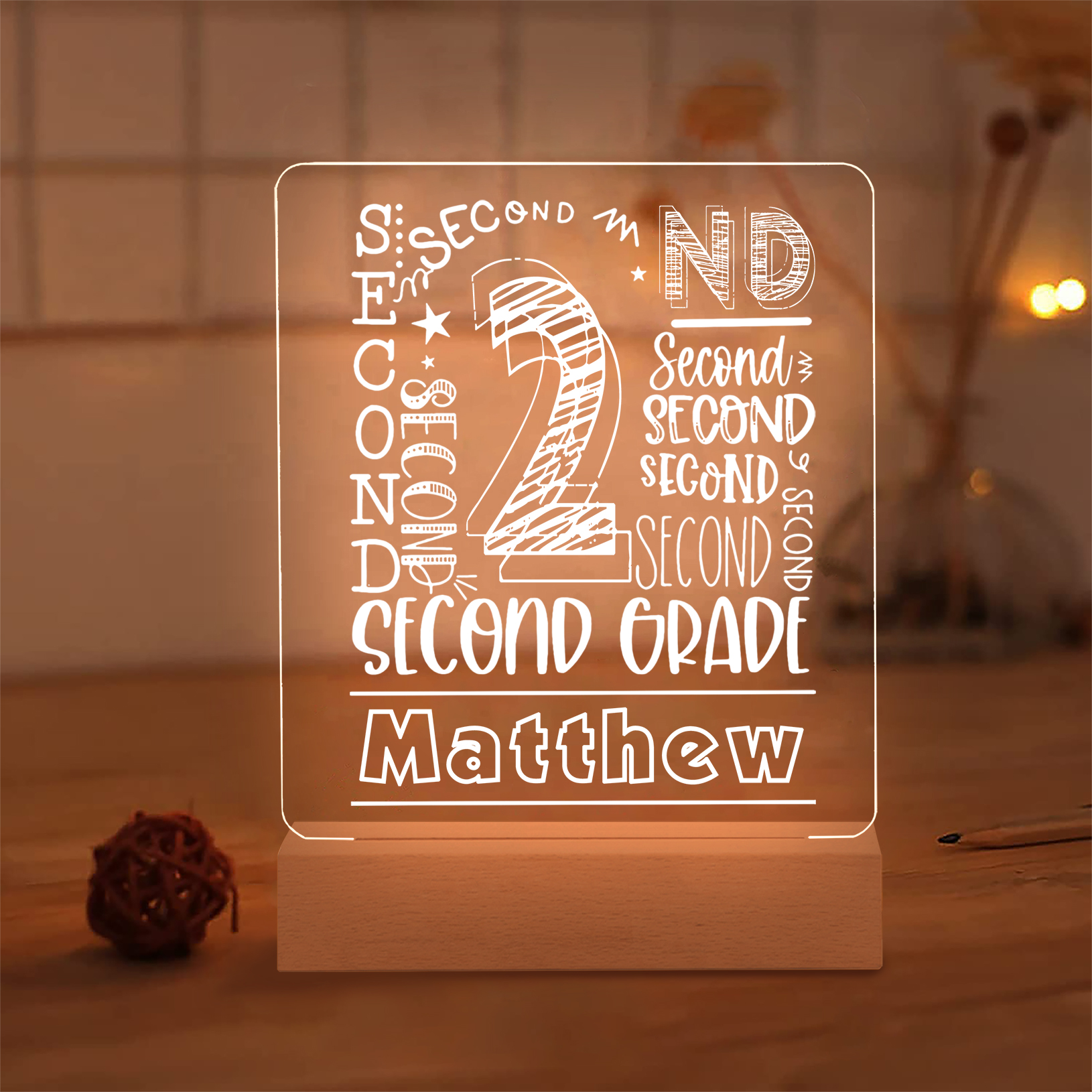 Personalised Night Light Custom Name and Year LED Lamp Night Light Birthday Gifts For Kids-Jessemade AU