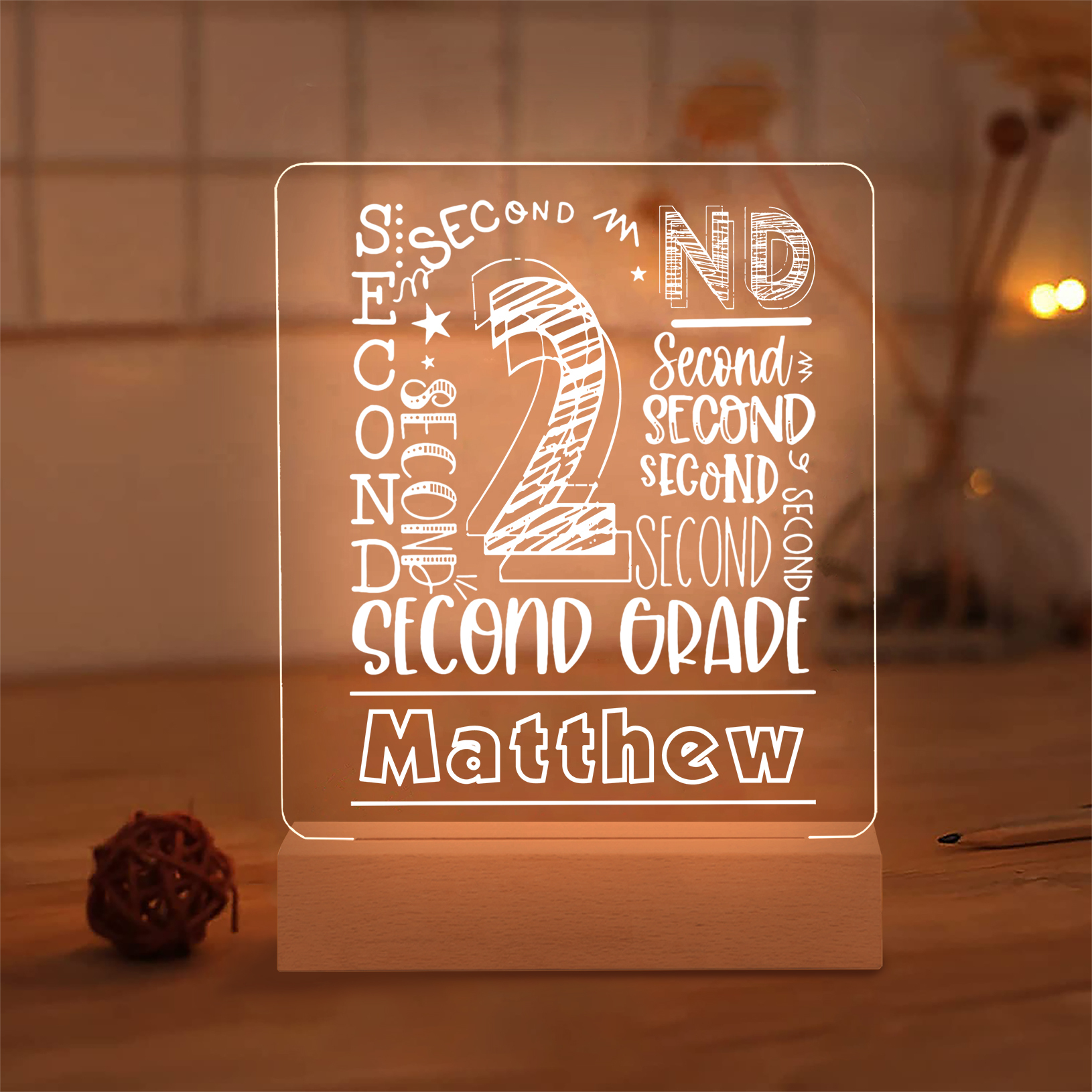 Personalised Night Light Custom Name and Year LED Lamp Night Light Birthday Gifts For Kids-Jessemade AU