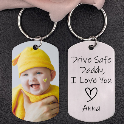 Drive Safe Gift For Dad Personalised Photo Keychain Custom Name Father Keychain-Jessemade AU