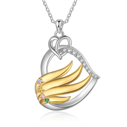 Personalised Golden Intertwined Heart Pendant Necklace Custom 4 Birthstones & 4 Names Necklace Gifts for Her-Jessemade AU