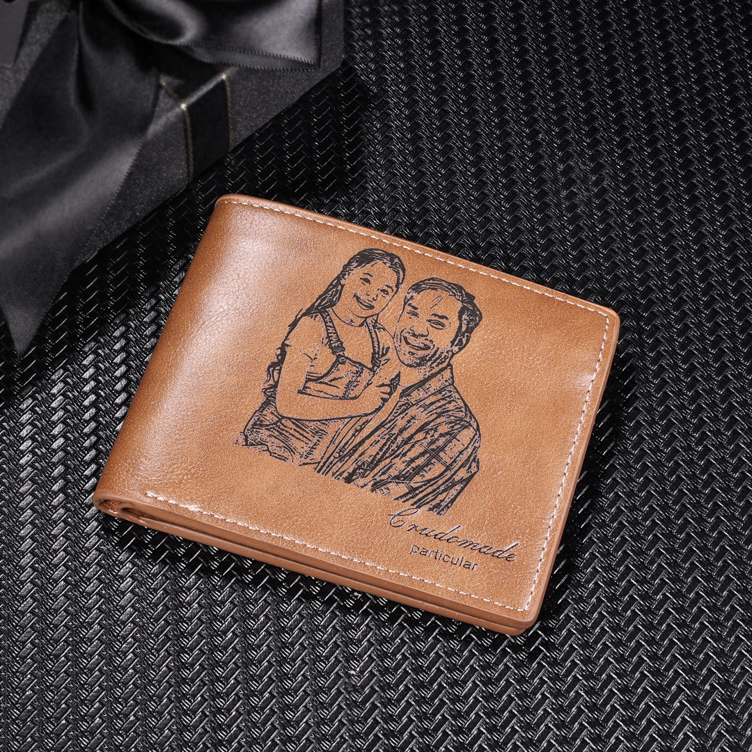 Personalised Leather Wallet Engraved Photo Short Purse Gifts For Men-Jessemade AU