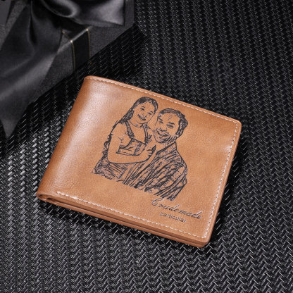 Personalised Leather Wallet Engraved Photo Short Purse Gifts For Men-Jessemade AU