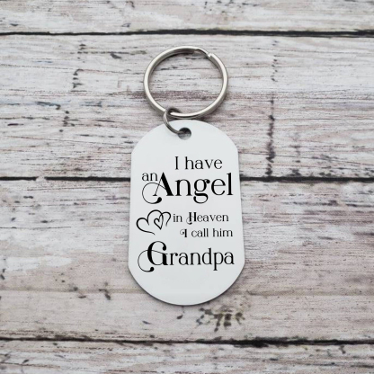 Memorial Grandpa Keychain Custom 1 Photo Keychain Memorial Gift - I have Angel in Heaven I call him Grandpa-Jessemade AU