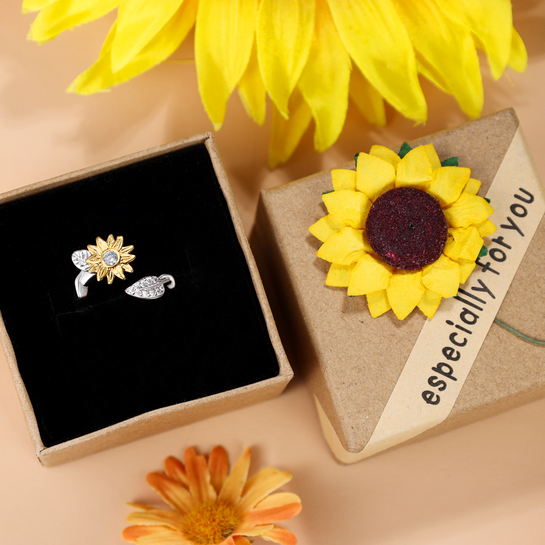 You are My Sunshine Sunflower Heart Ring-Jessemade AU