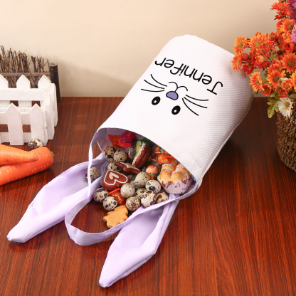 Easter Bunny Tote Bag Personalised Name Bucket Bag Bunny Basket Gifts For Kids-Jessemade AU