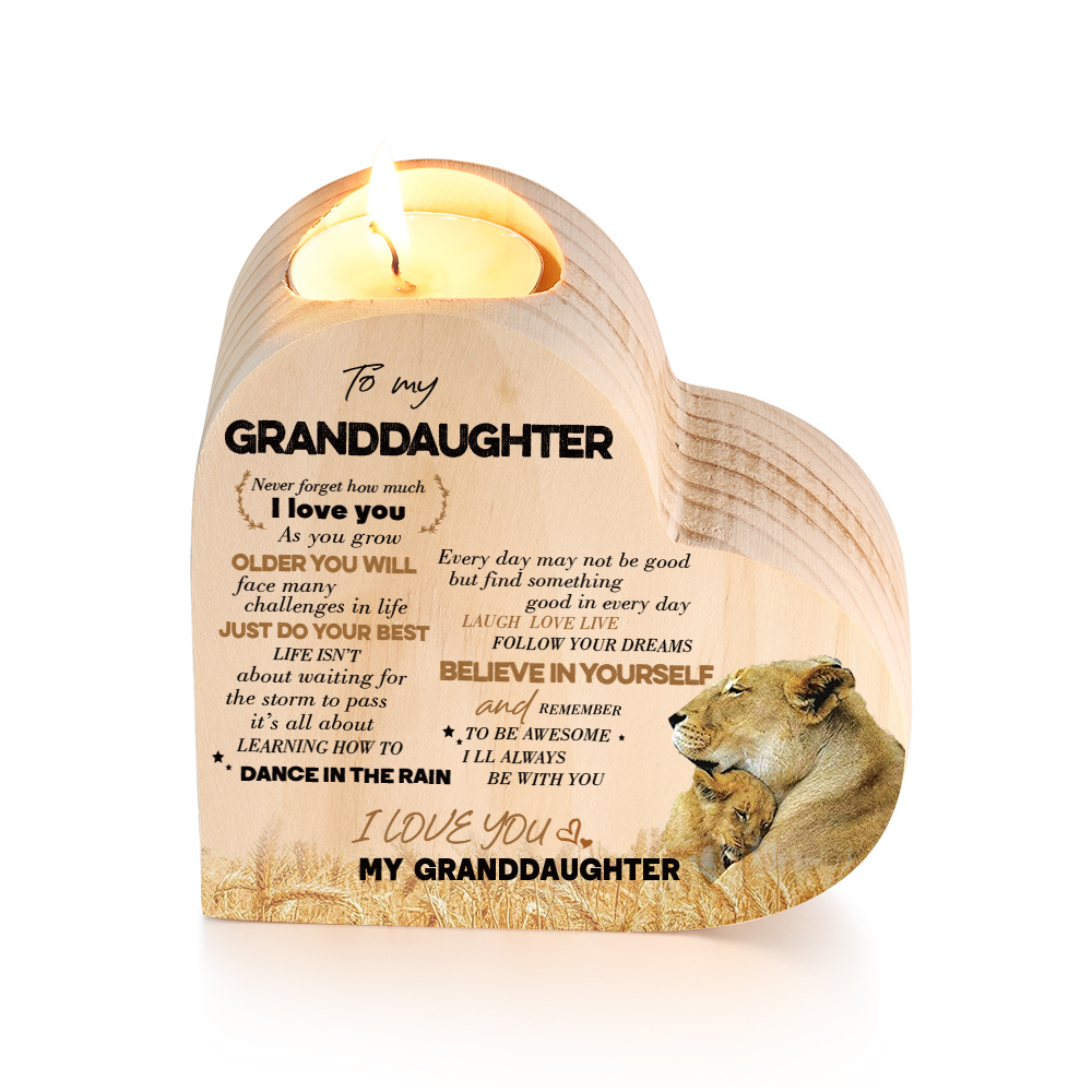 To My Granddaughter Wooden Heart Candle Holder "remember how much I love you"-Jessemade AU