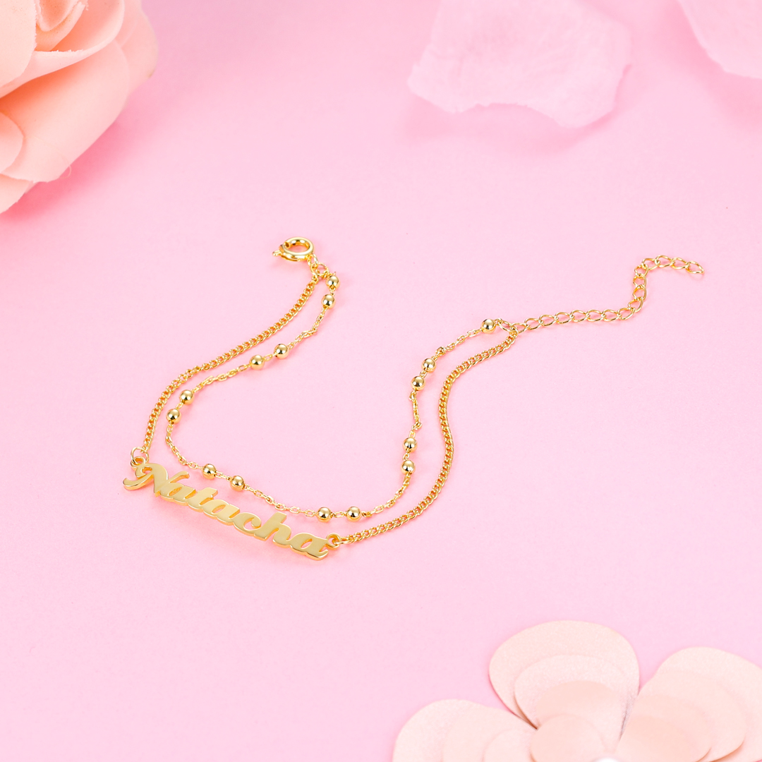 Double Stranded-Personalised Name Anklet For Her-Jessemade AU