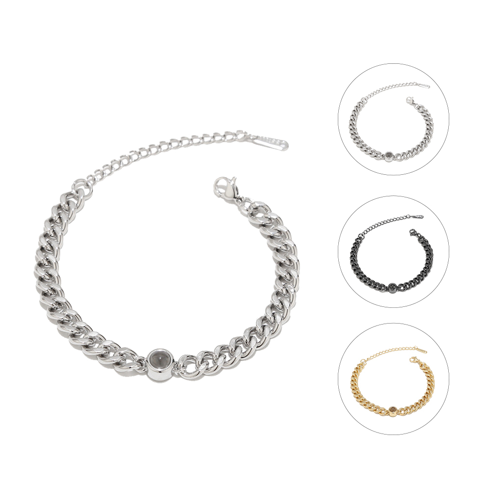 Cuban Chain Men's Bracelet Personalised Projection Bracelet Custom Photo Love Style Gifts for Men-Jessemade AU