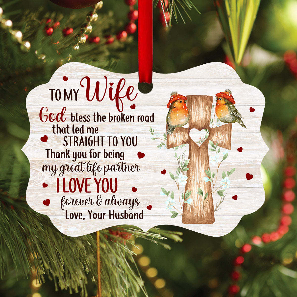 To My Wife Memorial Ornament " I Love You Forever And Always" Christmas Memorial Home Decor-Jessemade AU
