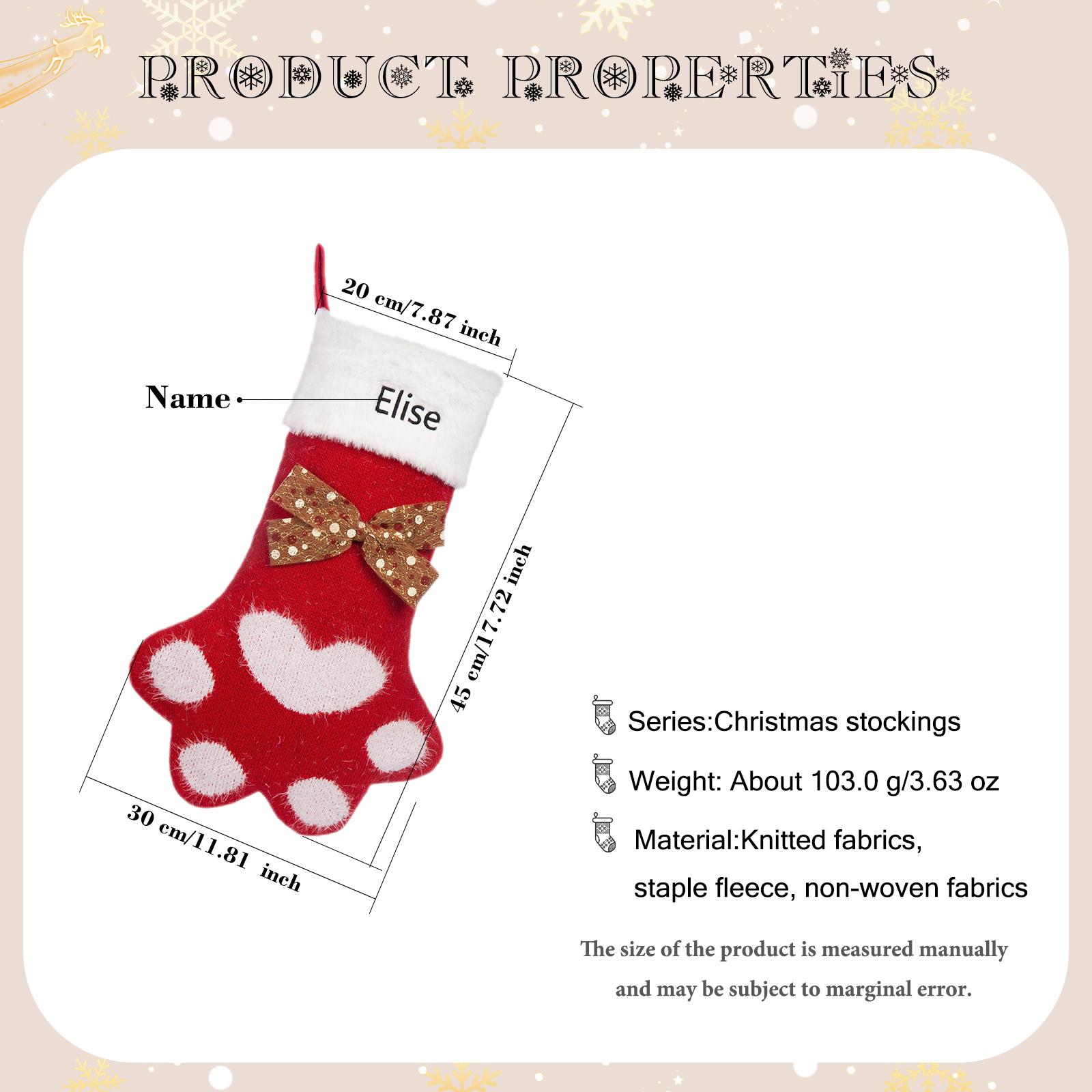 Personalised Christmas Stockings Gift Bag Customised 1 Name Christmas Sock Ornament Gift for Family Friends-Jessemade AU