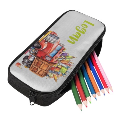 Personalised  Name Pencil Case Red Pencil Truck Pen Bag Zipper Back to School Gifts for Student-Jessemade AU