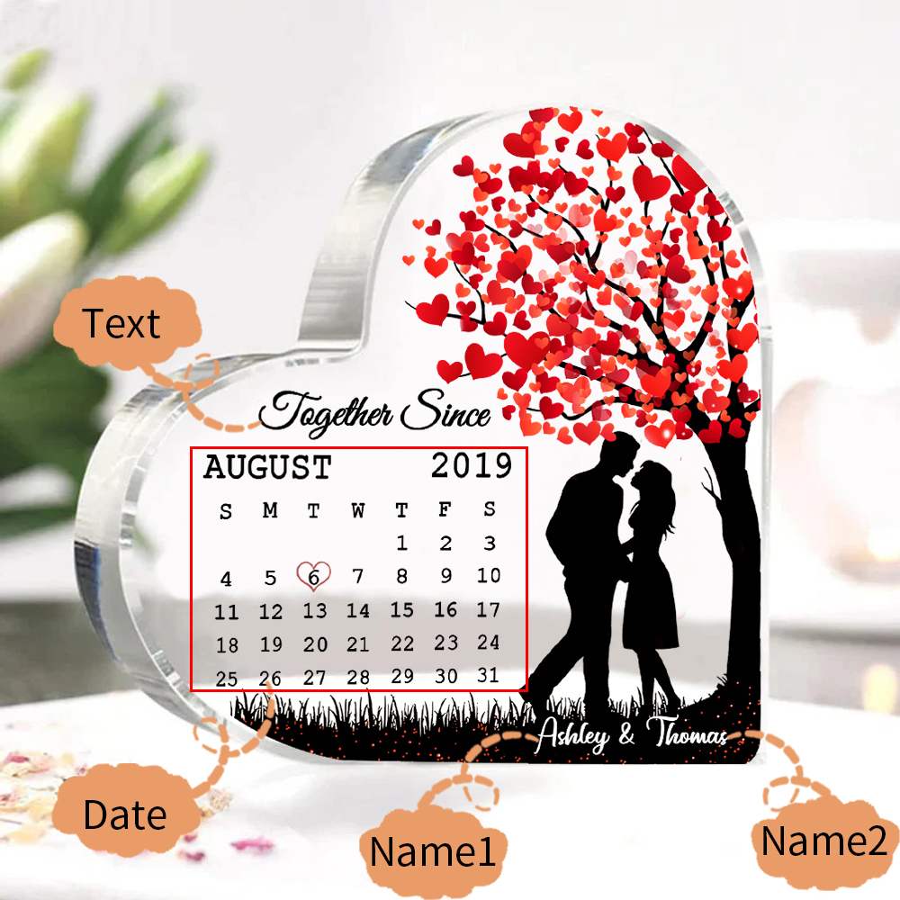 Personalised Couple Acrylic Heart Keepsake Custom 2 Names & Date & Text Ornament Valentine's Day Gift For Him/Her-Jessemade AU