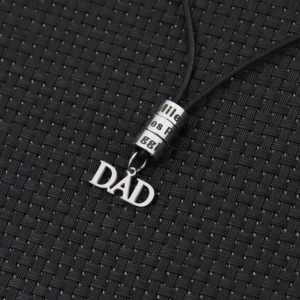 Dad Necklace Personalised Men's Necklace with Beads Engraved 2 Names Gifts For Father-Jessemade AU