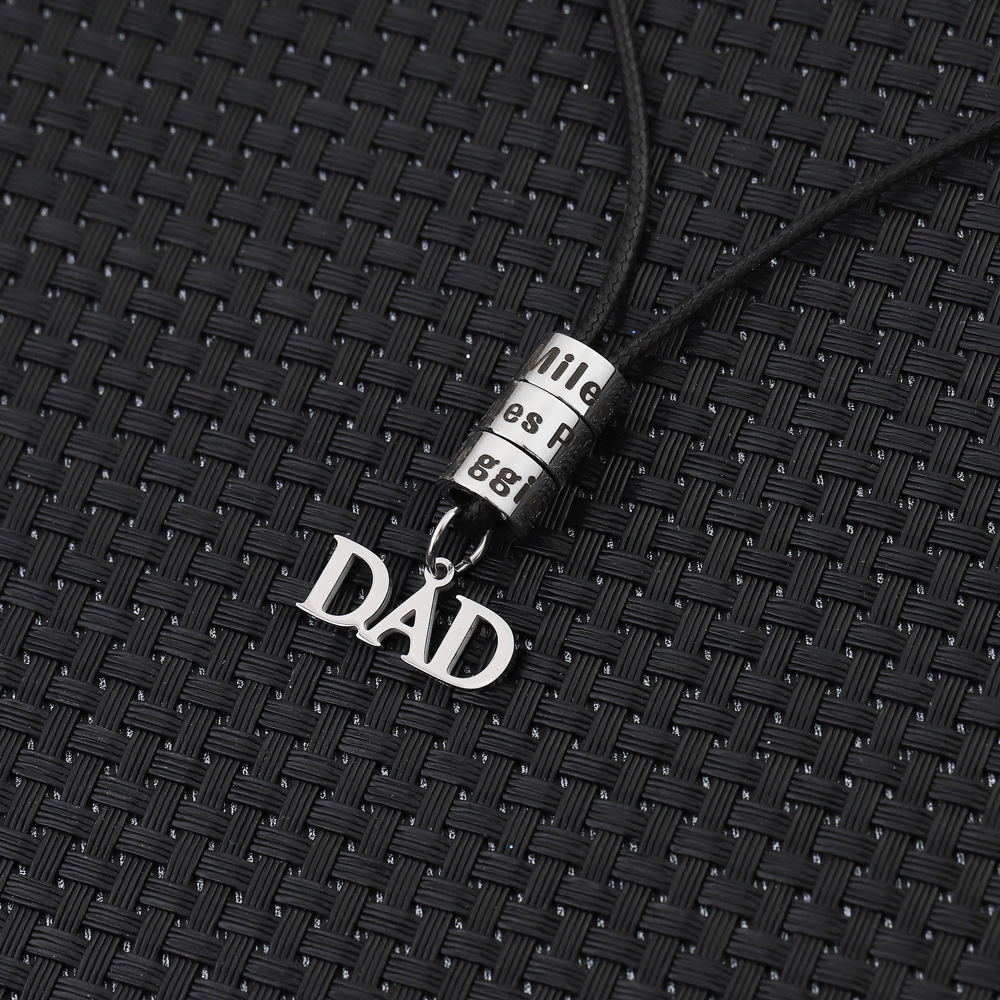 Dad Necklace Personalised Men's Necklace with Beads Engraved 2 Names Gifts For Father-Jessemade AU