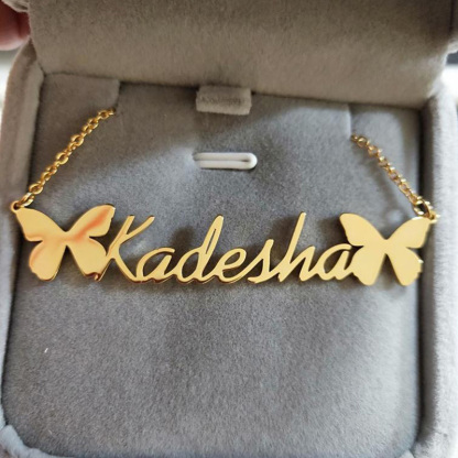 Personalised Butterfly Necklace Custom 1 Name Necklace Gift For Women-Jessemade AU