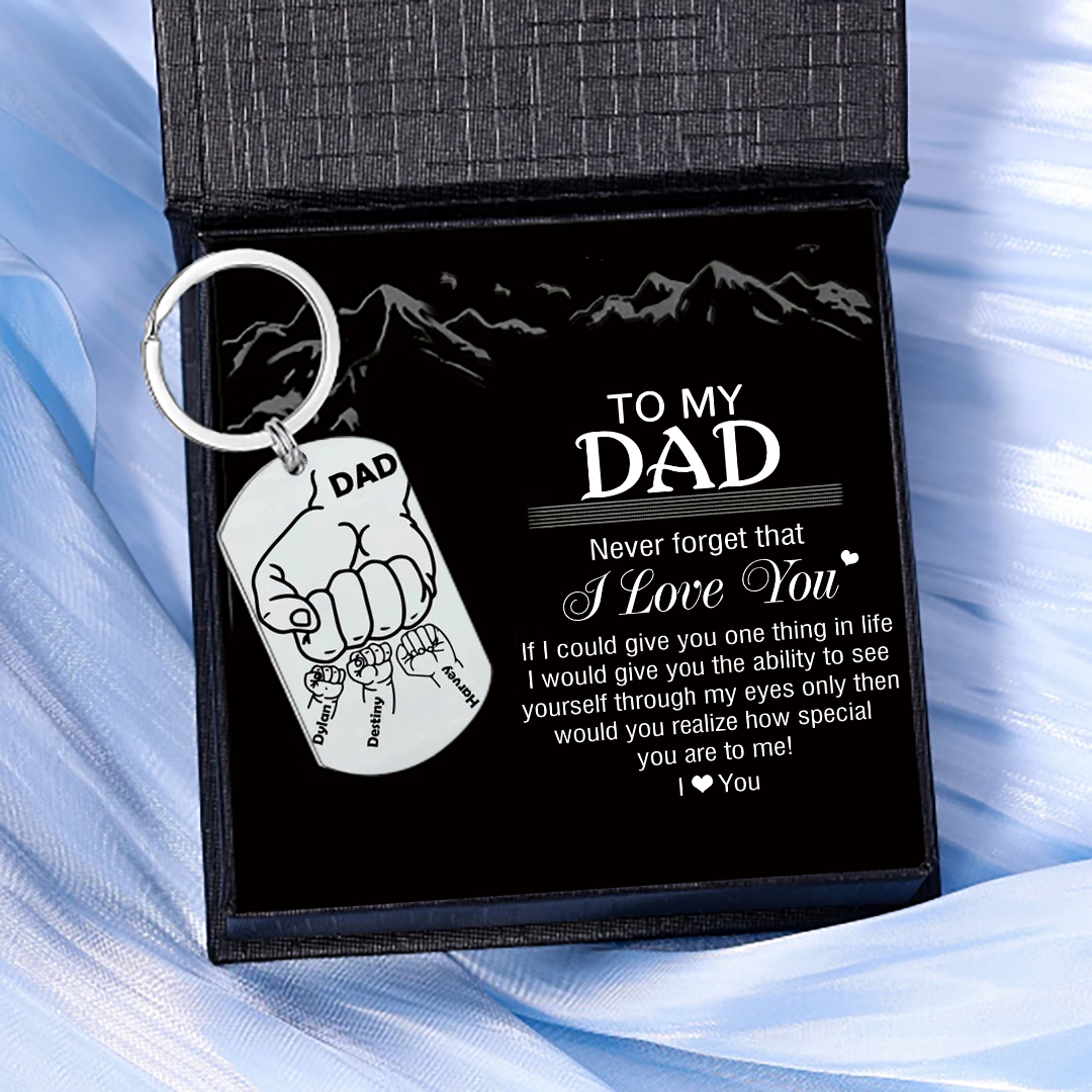 Dad Fist Bump Personalised Photo Keychain Engrave 3 Names Father's Day Gifts-Jessemade AU