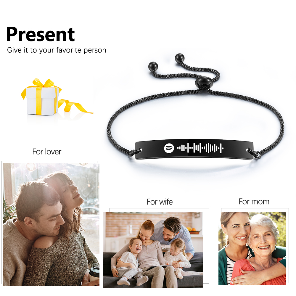 Personalised Spotify Code Music Bracelet-Four Colour-Black,Silver,Gold,Rose Gold-Jessemade AU