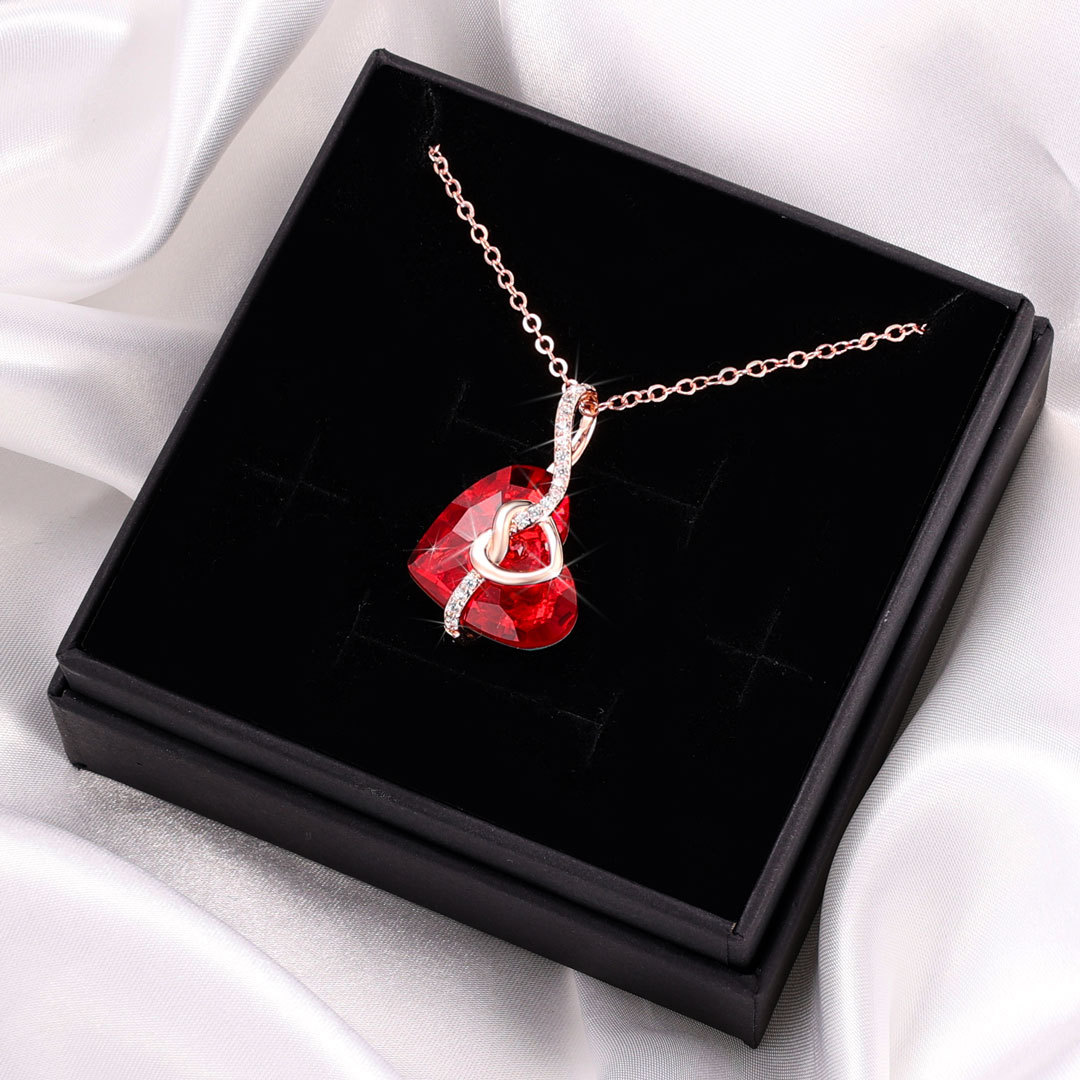 Heart-shaped Crystal Necklace Birthstone Necklace Gifts For Her-Jessemade AU