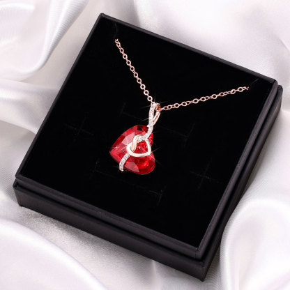 Heart-shaped Crystal Necklace Birthstone Necklace Gifts For Her-Jessemade AU