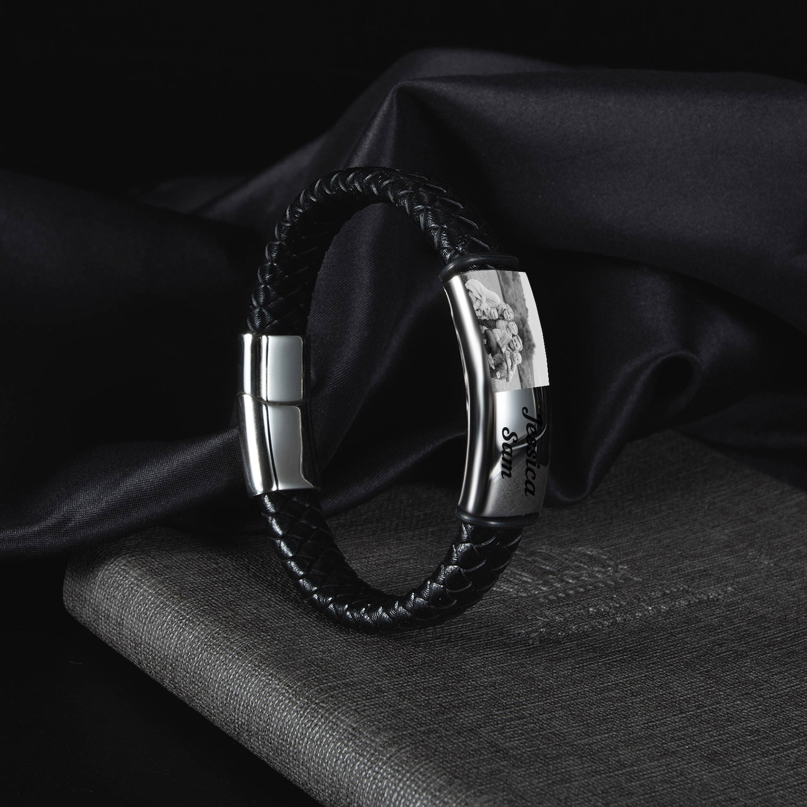 Personalised Photo Bracelet Custom Leather Men's Bracelet Bangle Gifts For Him-Jessemade AU