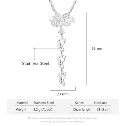 Mother's Day Gifts Personalised Family Tree Baby Feet Mother Necklace Engraved 3 Names Necklace Gifts For Mom-Jessemade AU