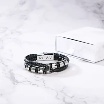 To My Grandson, Inspirational Leather Bracelet Bangle with Message Card Gifts For Men-Jessemade AU
