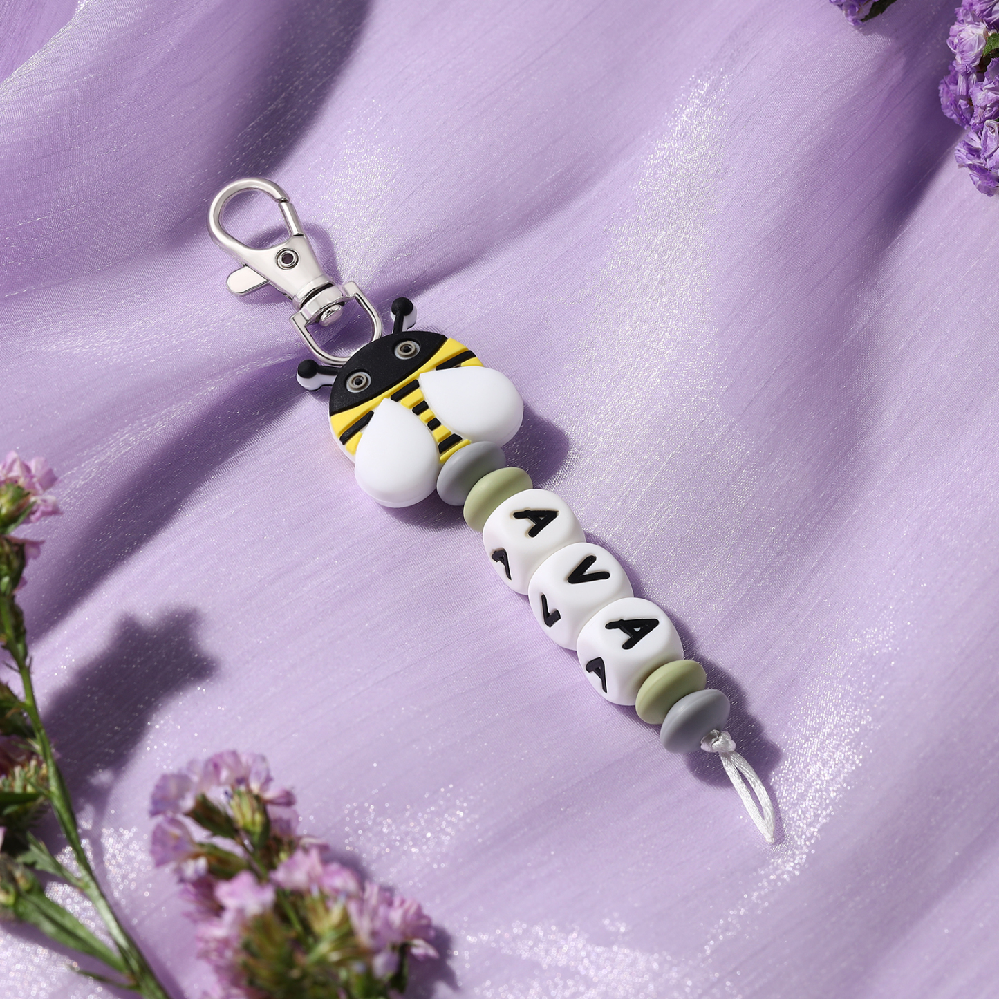 Personalised Name Keychain Custom Name Bee Keychain for kids-Jessemade AU