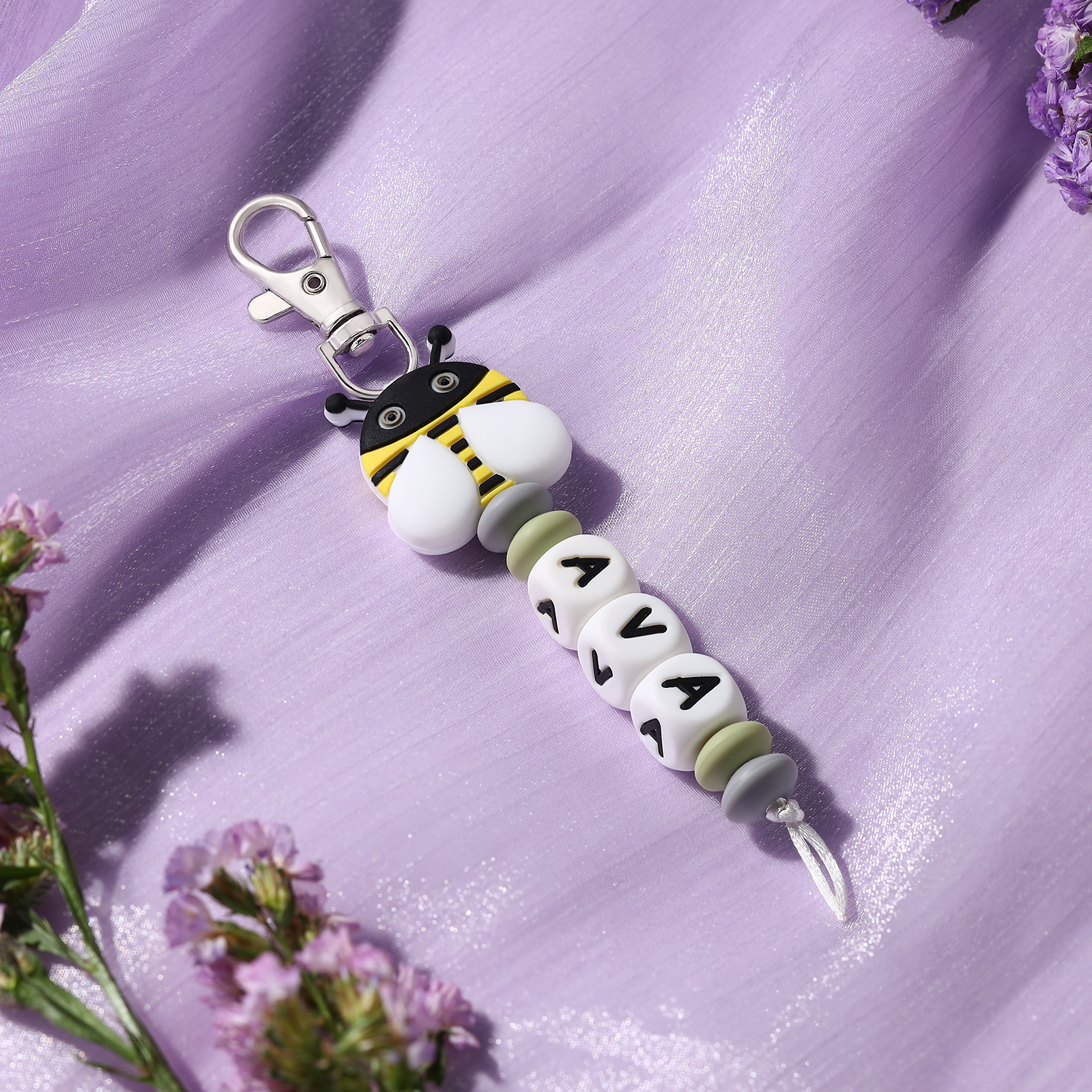 Personalised Name Keychain Custom Name Bee Keychain for kids-Jessemade AU