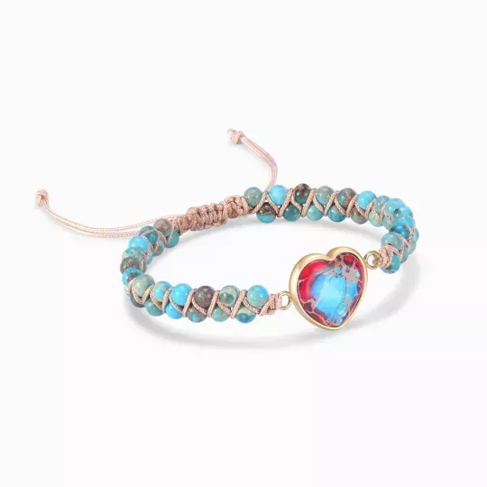 To My Granddaughter Love You Forever Jasper Heart Bracelet-Jessemade AU