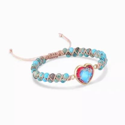 To My Granddaughter Love You Forever Jasper Heart Bracelet-Jessemade AU