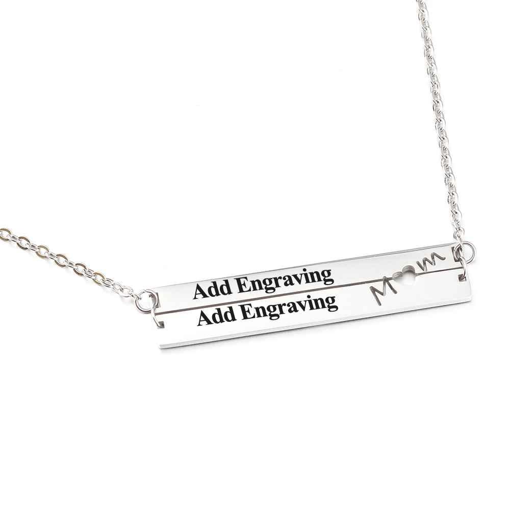 Personalised Horizontal Bar Necklace With Heart-Jessemade AU