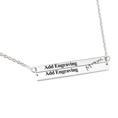 Personalised Horizontal Bar Necklace With Heart-Jessemade AU