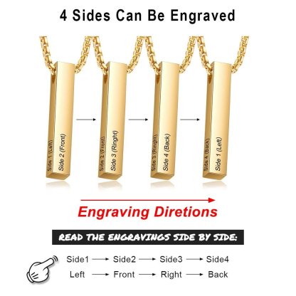 Personalised 3D Bar Necklace 4 Side Vertical Bar Necklace For Her-Jessemade AU