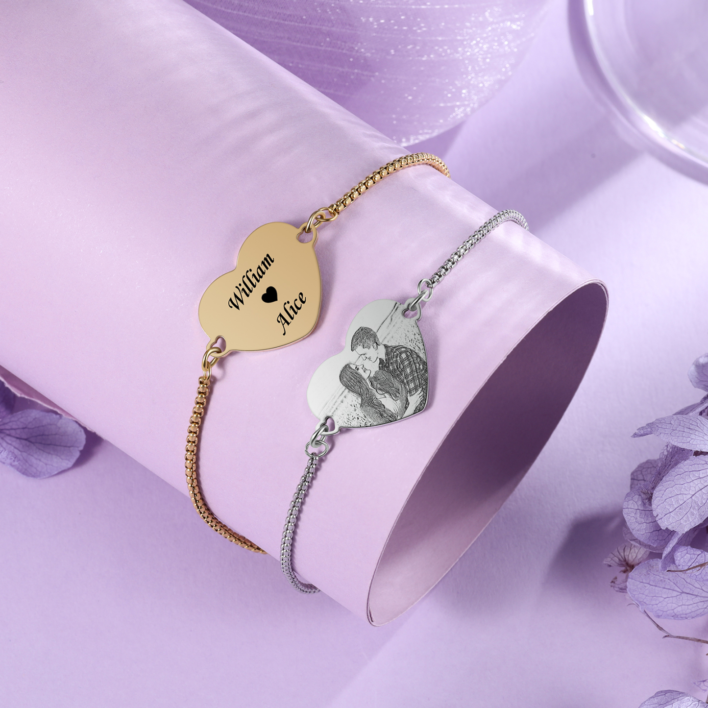 Personalised Photo Bracelets Custom Names Couple Bracelets-Jessemade AU